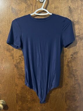 Smoothez by Aerie Navy Blue Short Sleeve Bodysuit
